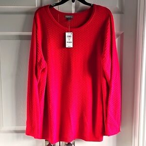 NWT Style & Co. Scoop Neck Ribbed Long Sleeved Sweater 3X Red